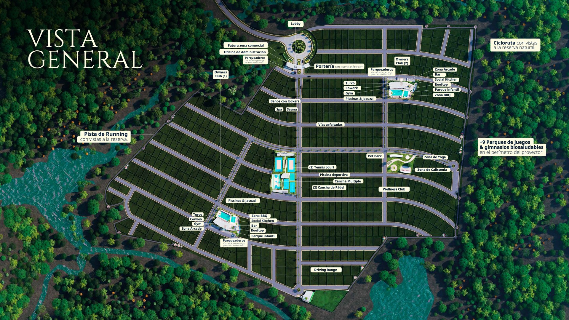 Vista general del masterplan de VANTTO Residences con todas sus amenidades